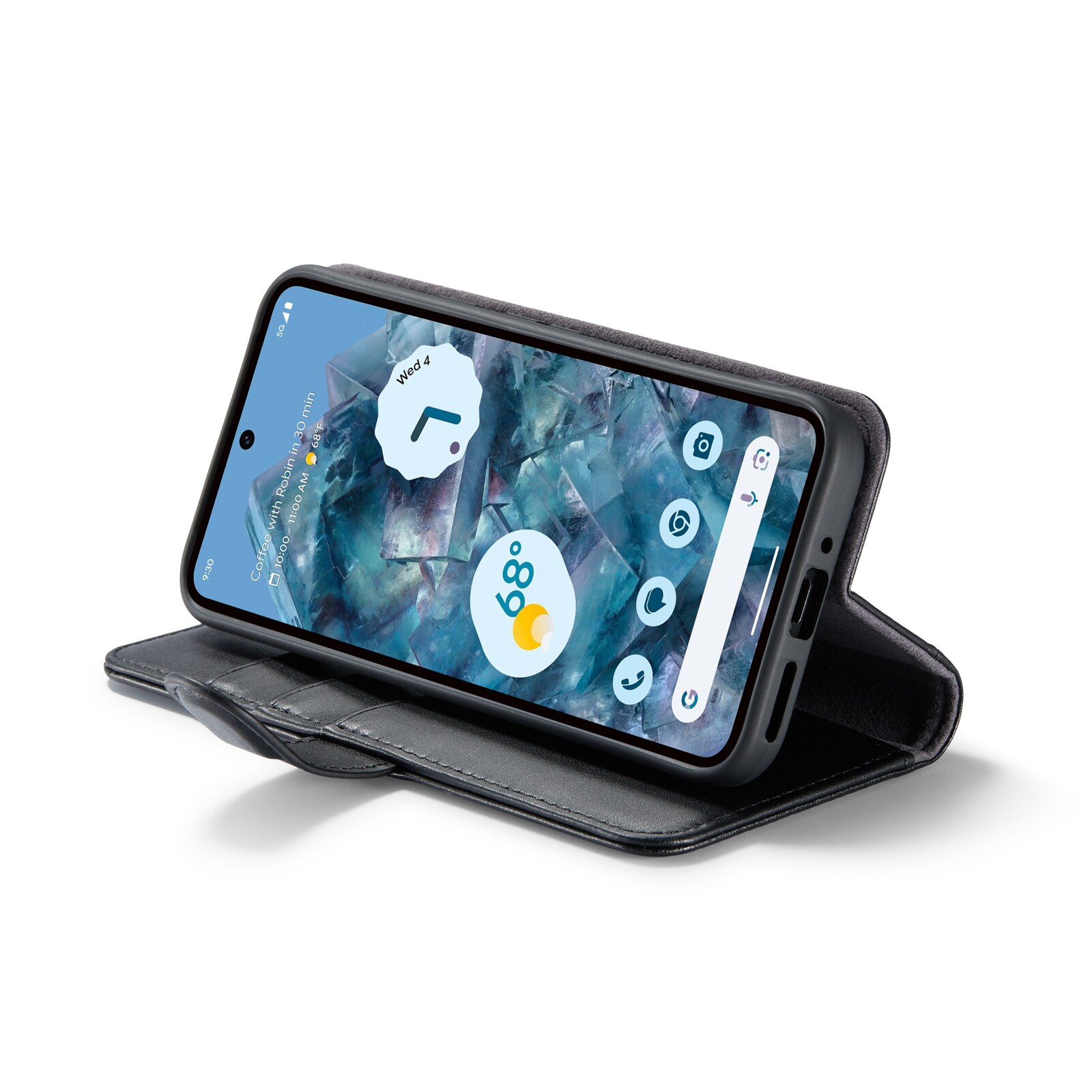 Google Pixel 9 Pungetui i ægte læder, Sort