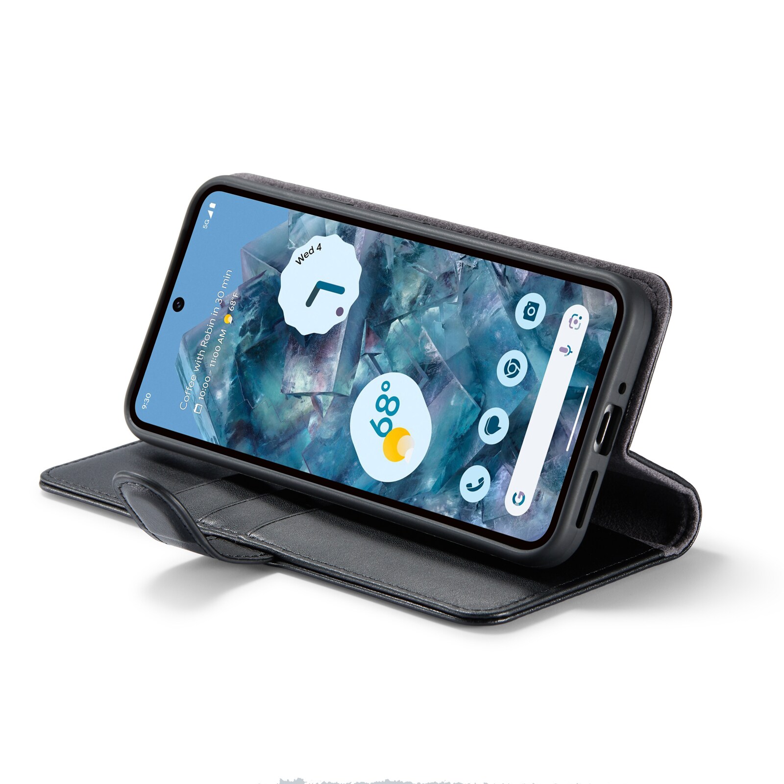 Google Pixel 9 Pro XL Pungetui i ægte læder, Sort