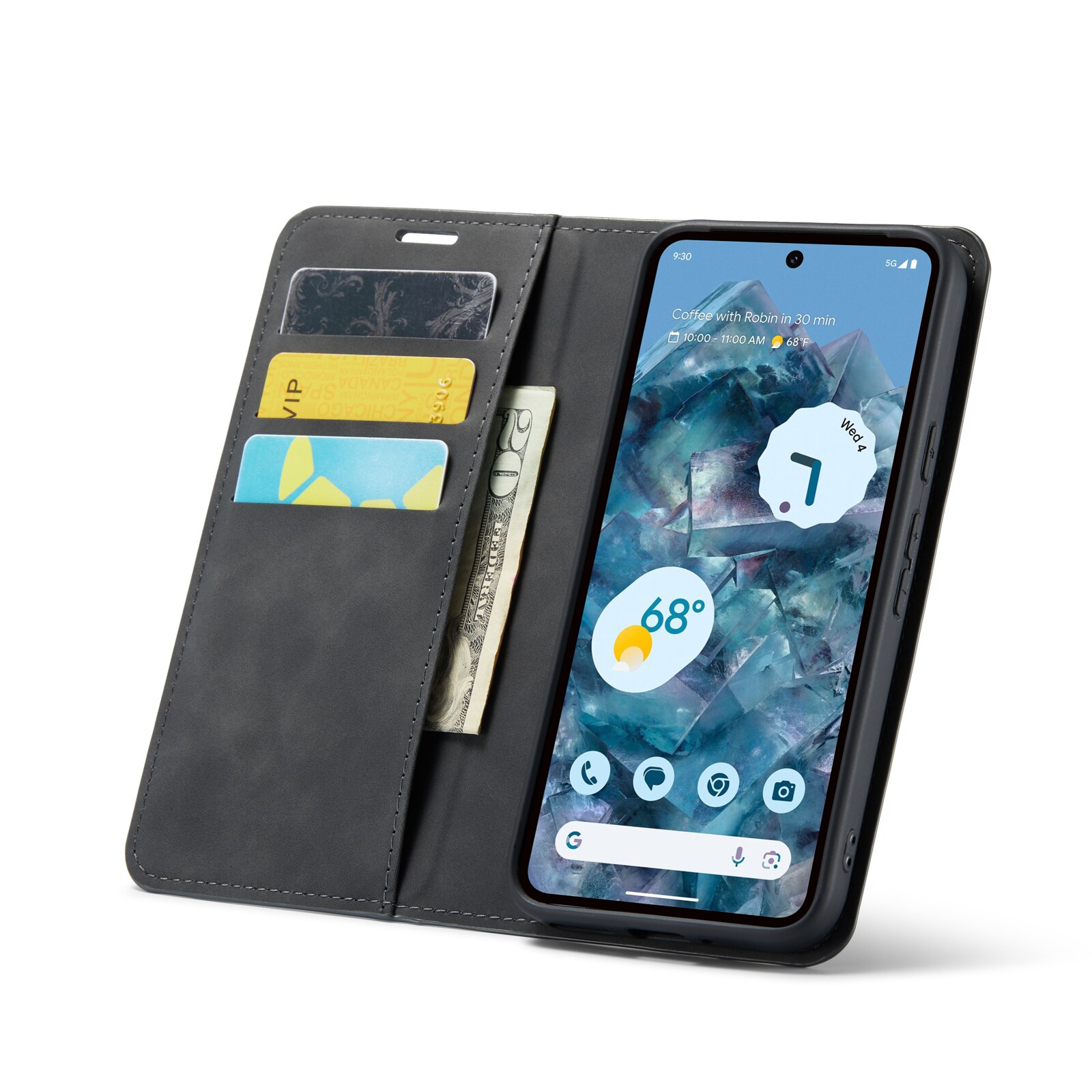 Google Pixel 9 Pro Slankt etui med kortholder, Sort