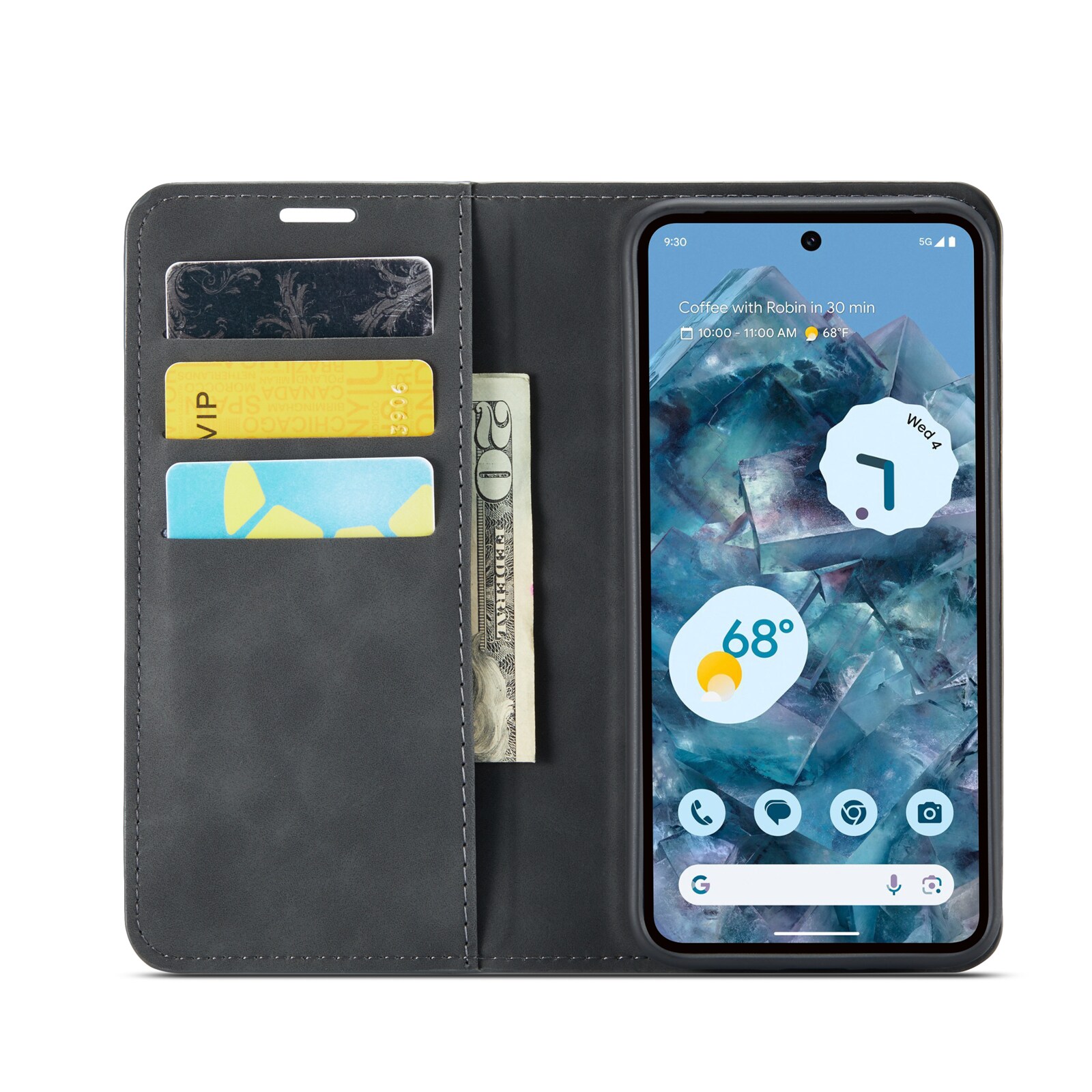 Google Pixel 9 Pro Slankt etui med kortholder, Sort