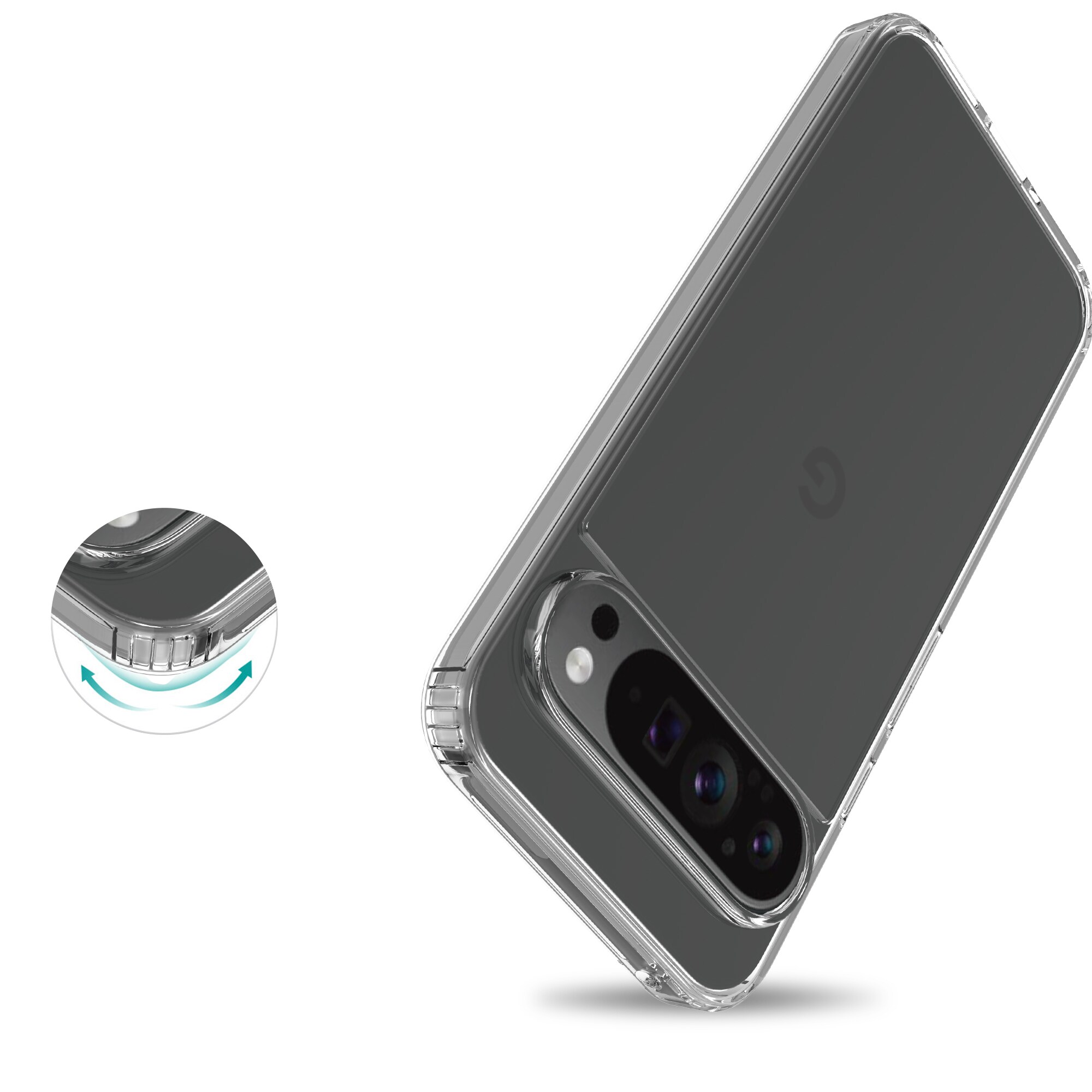Google Pixel 9 Pro XL Crystal Hybrid-cover, Gennemsigtig