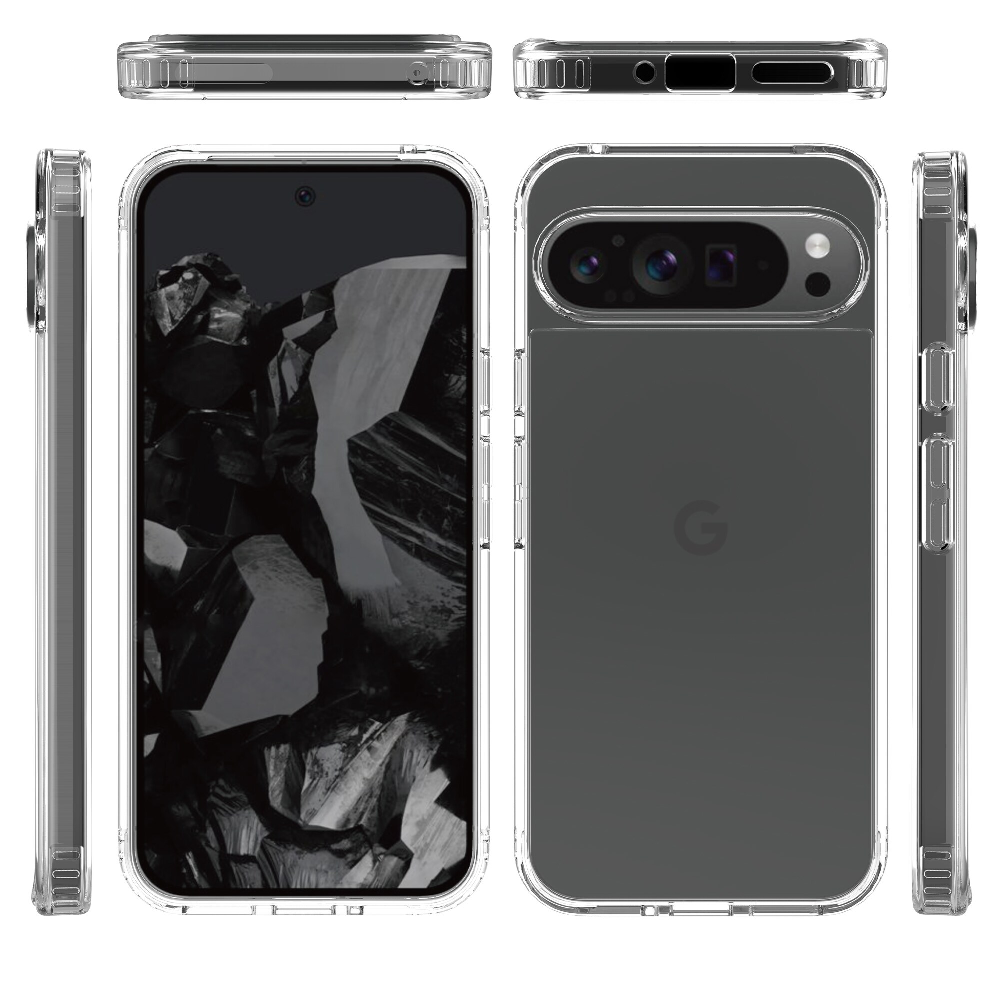 Google Pixel 9 Pro XL Crystal Hybrid-cover, Gennemsigtig