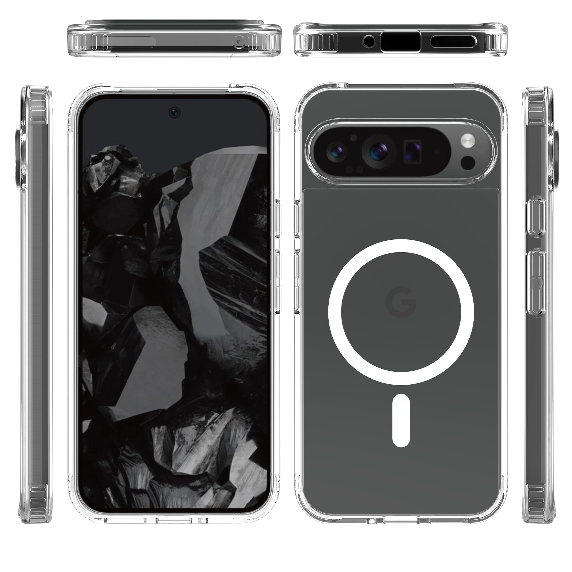 Google Pixel 9 Pro XL MagSafe Hybrid-cover, Gennemsigtig