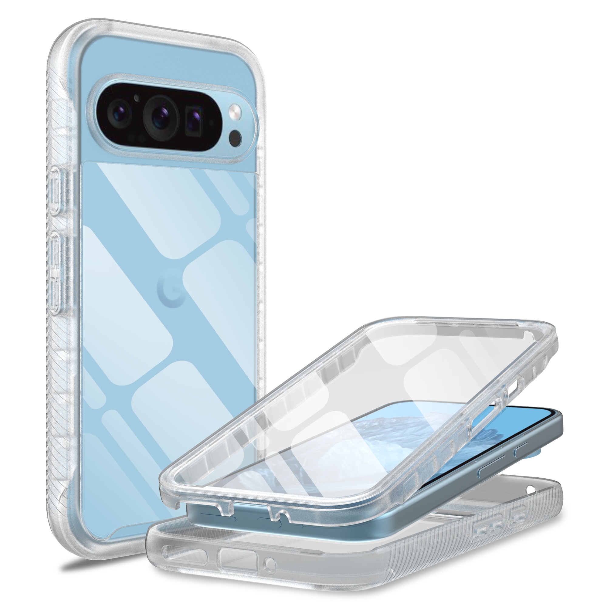 Google Pixel 9 Pro Mobilcover Full Protection, Gennemsigtig
