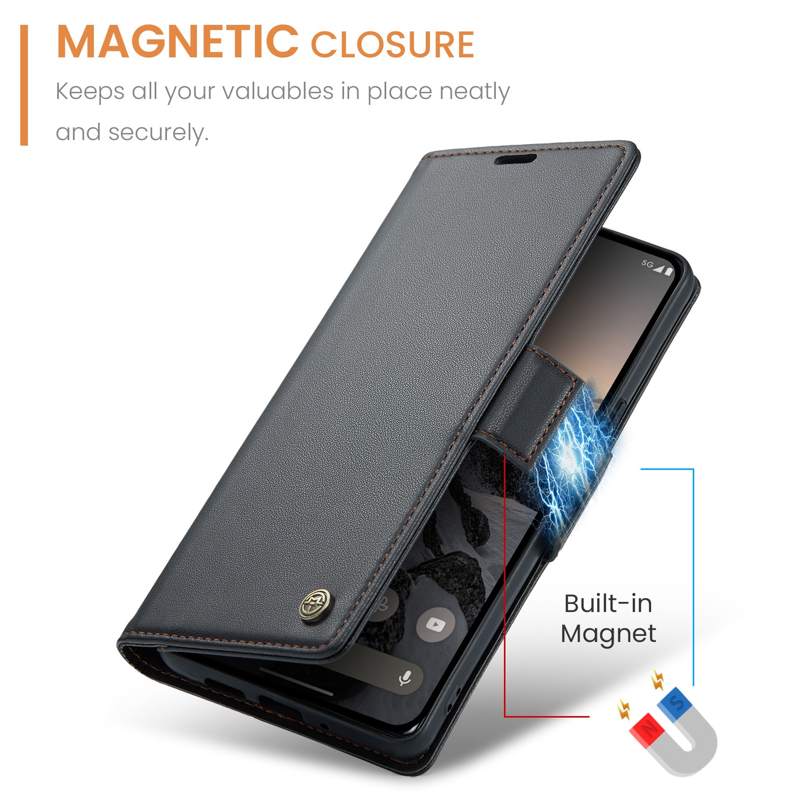 Google Pixel 9 Pro Slankt RFID-pungetui, Sort