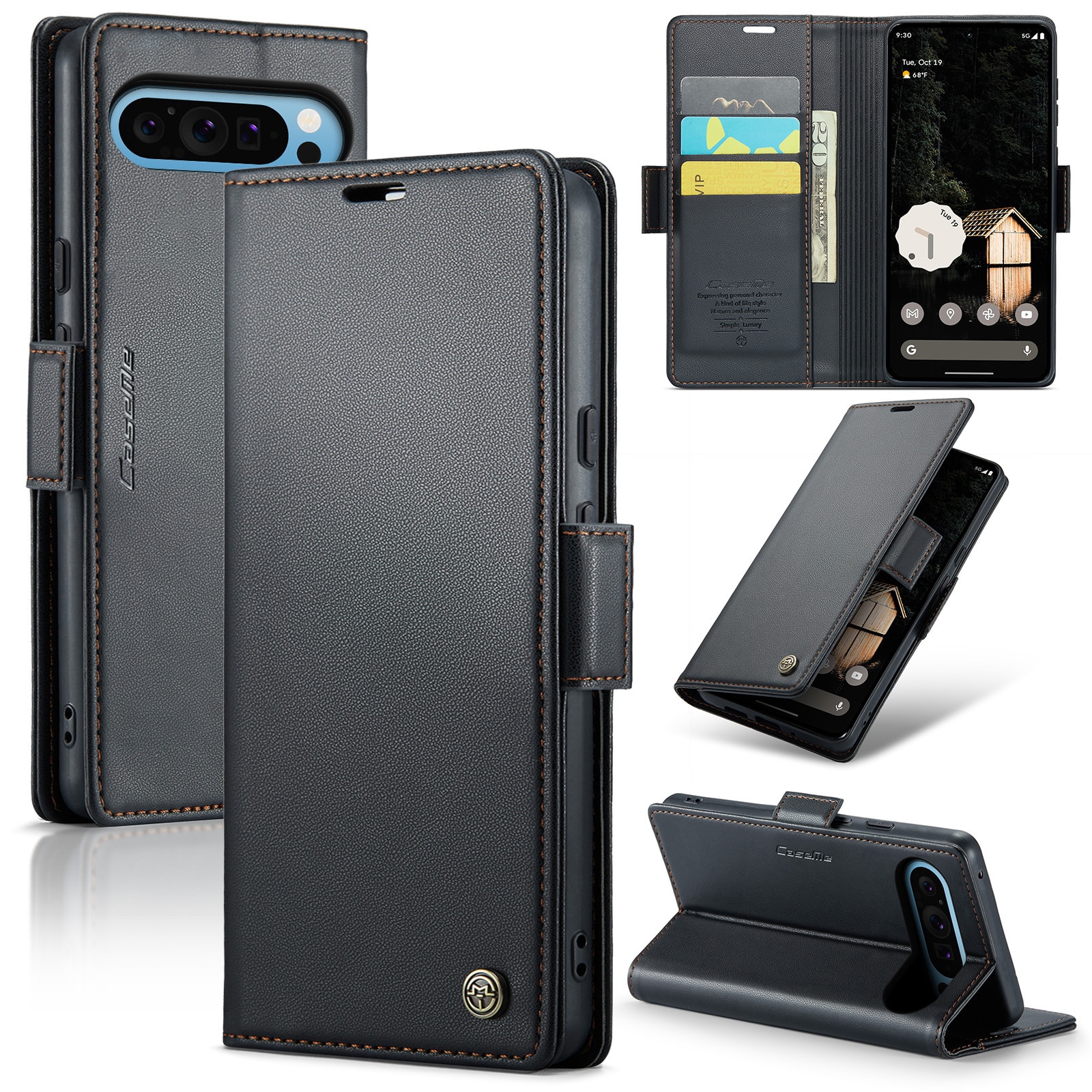 Google Pixel 9 Pro XL Slankt RFID-pungetui, Sort