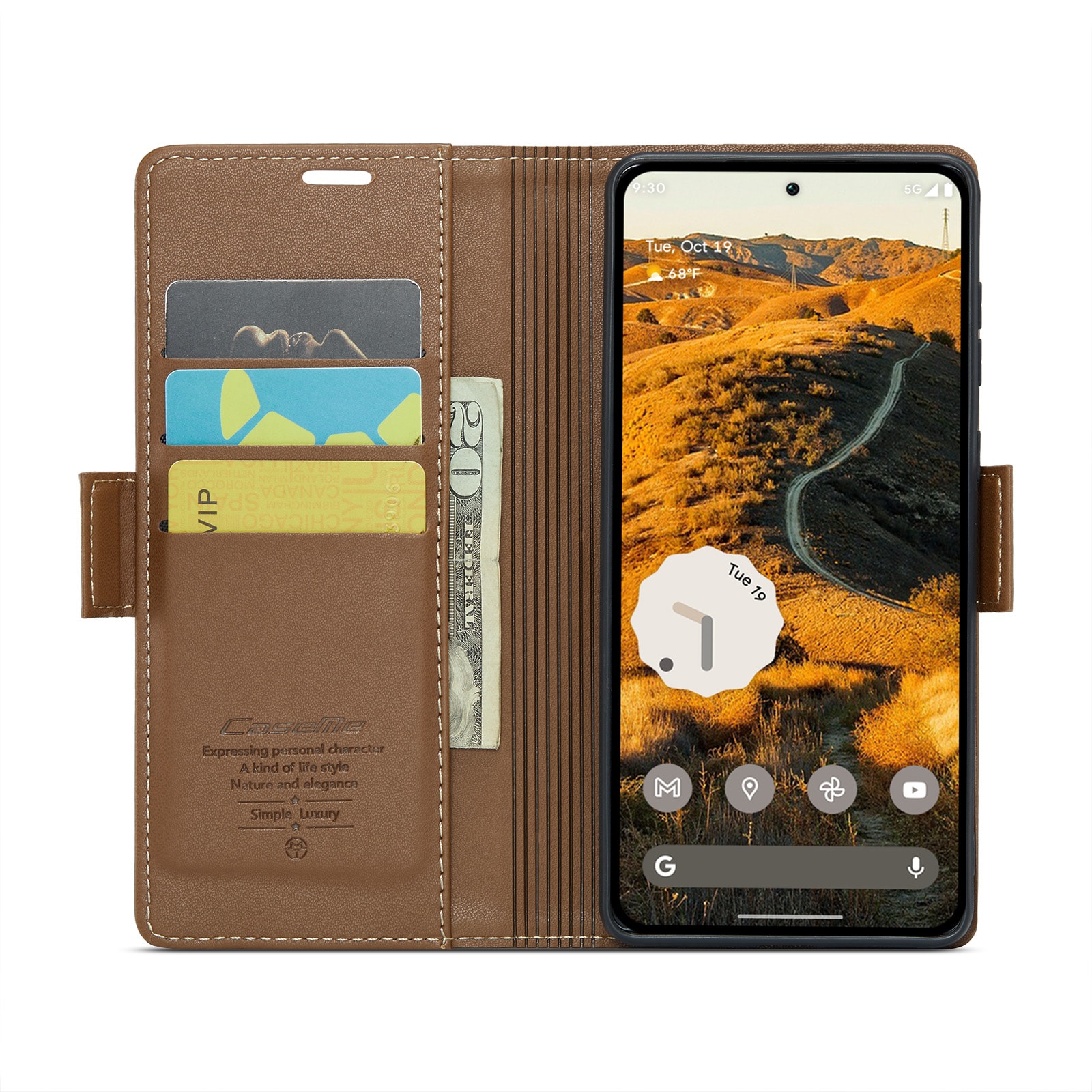 Google Pixel 9 Pro XL Slankt RFID-pungetui, Brun
