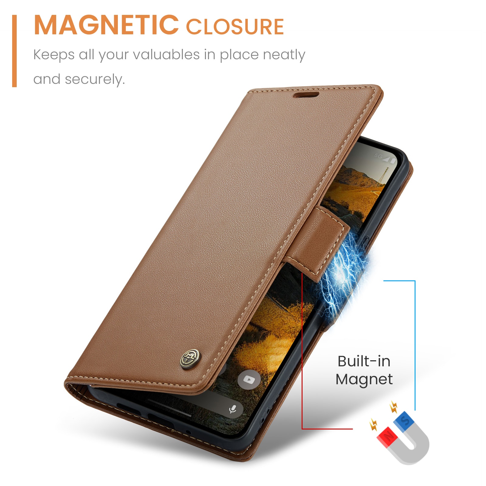 Google Pixel 9 Pro XL Slankt RFID-pungetui, Brun