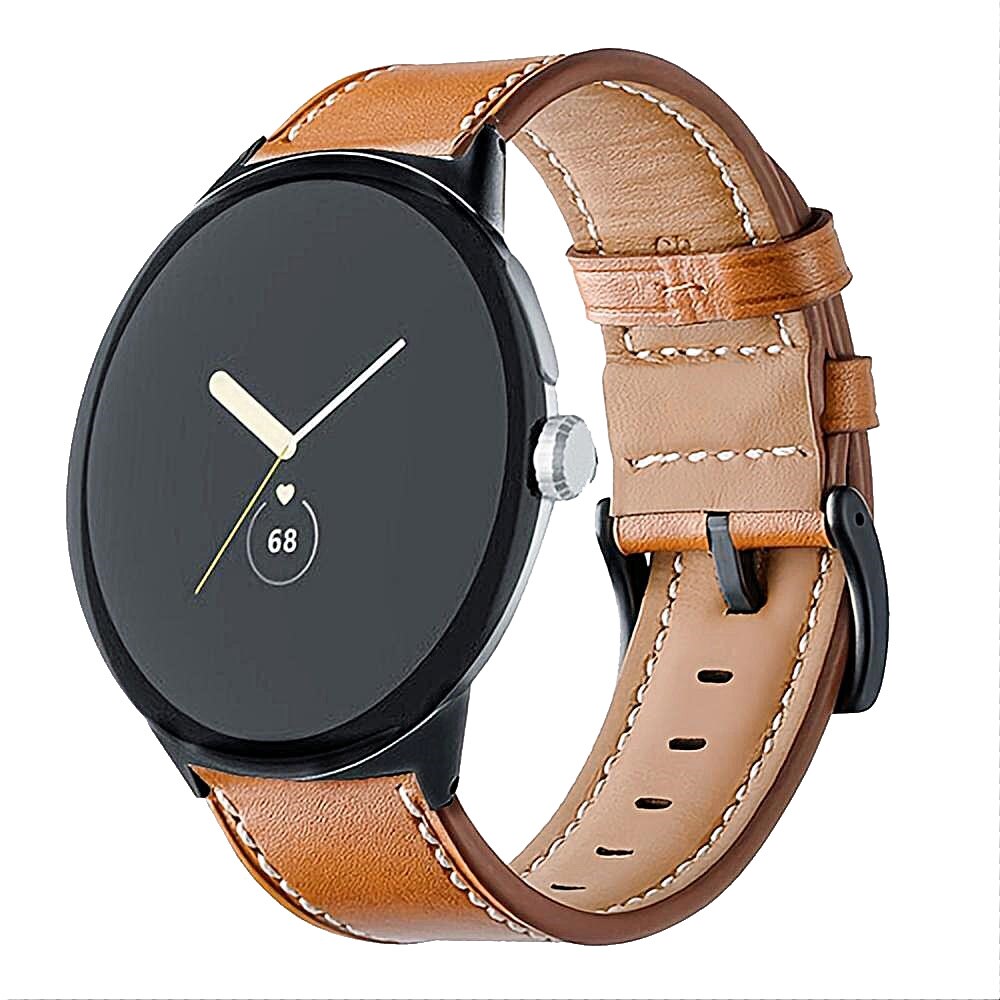 Google Pixel Watch 4 45mm Armbånd i ægte læder, Cognac