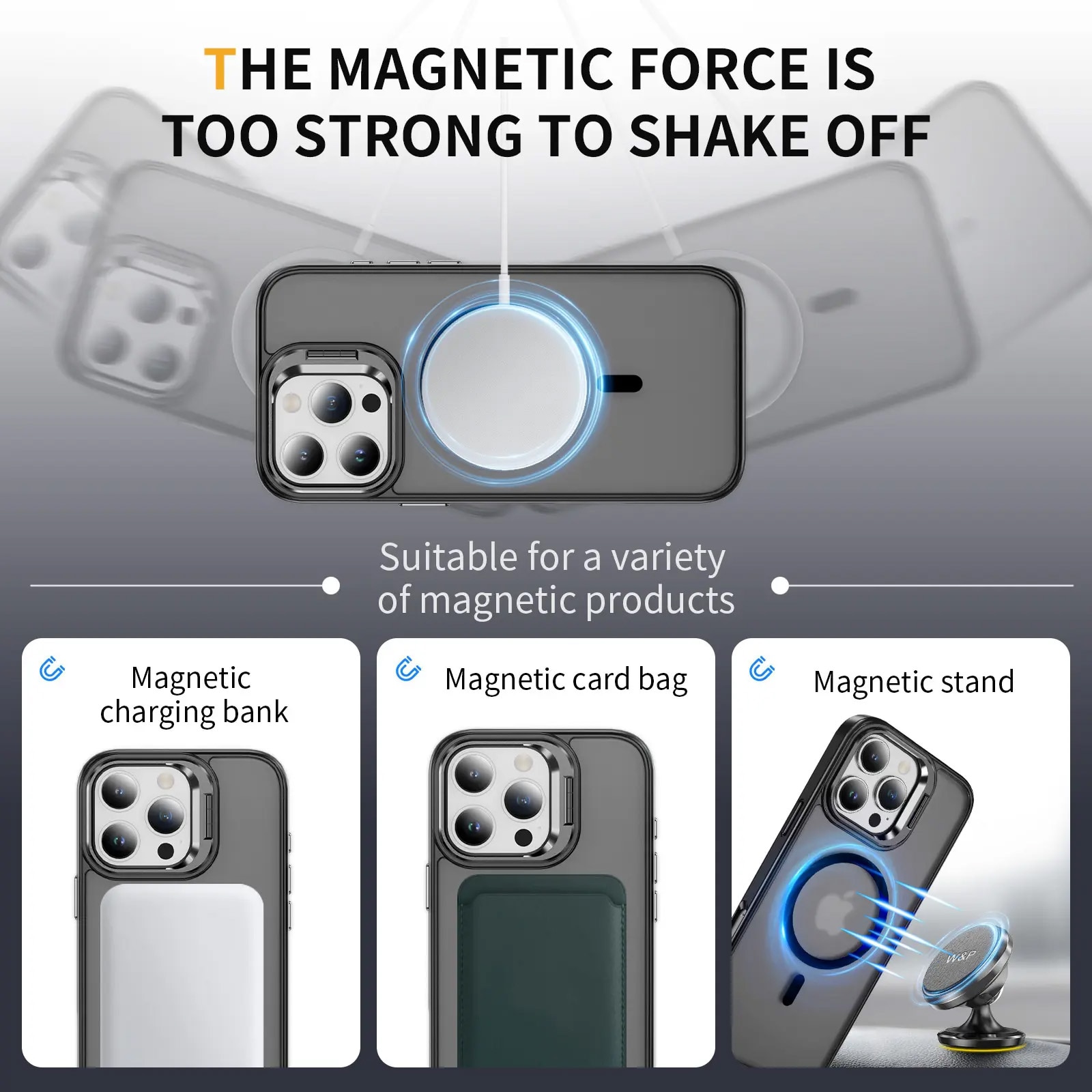 iPhone 16 Pro Max Hybridcover med MagSafe og kickstand, Sort