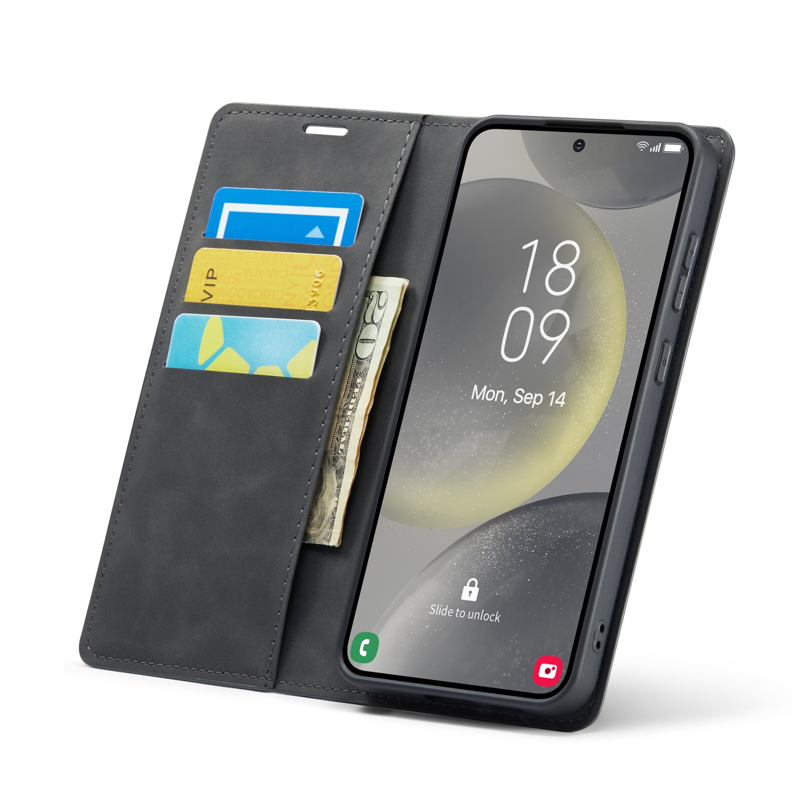 Samsung Galaxy S24 FE Slankt etui med kortholder, Sort