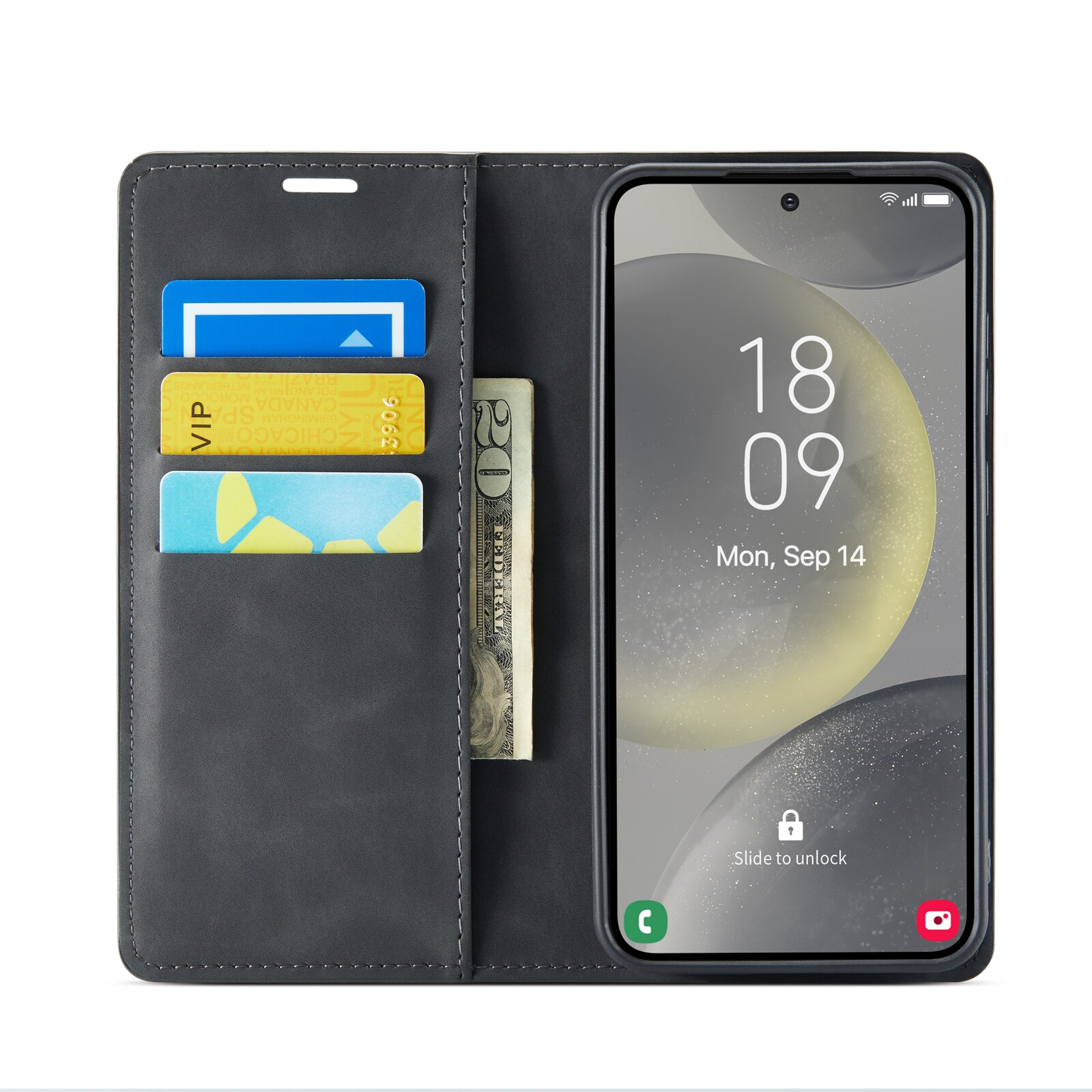 Samsung Galaxy S24 FE Slankt etui med kortholder, Sort