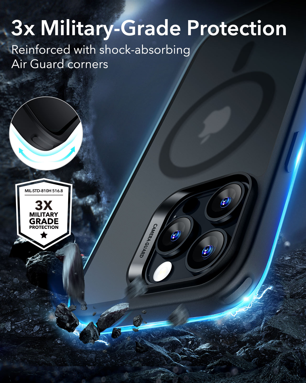 iPhone 16 Pro Classic Hybridcover MagSafe, Frosted Black