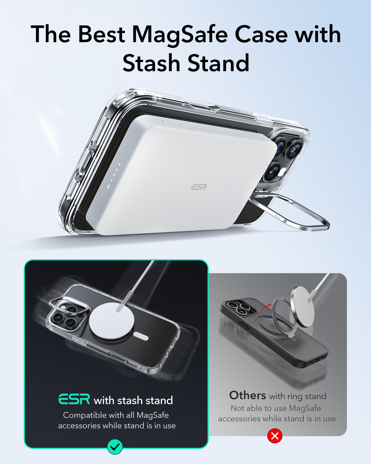 iPhone 16 Pro Max Classic hybridcover med MagSafe og kickstand, Gennemsigtig
