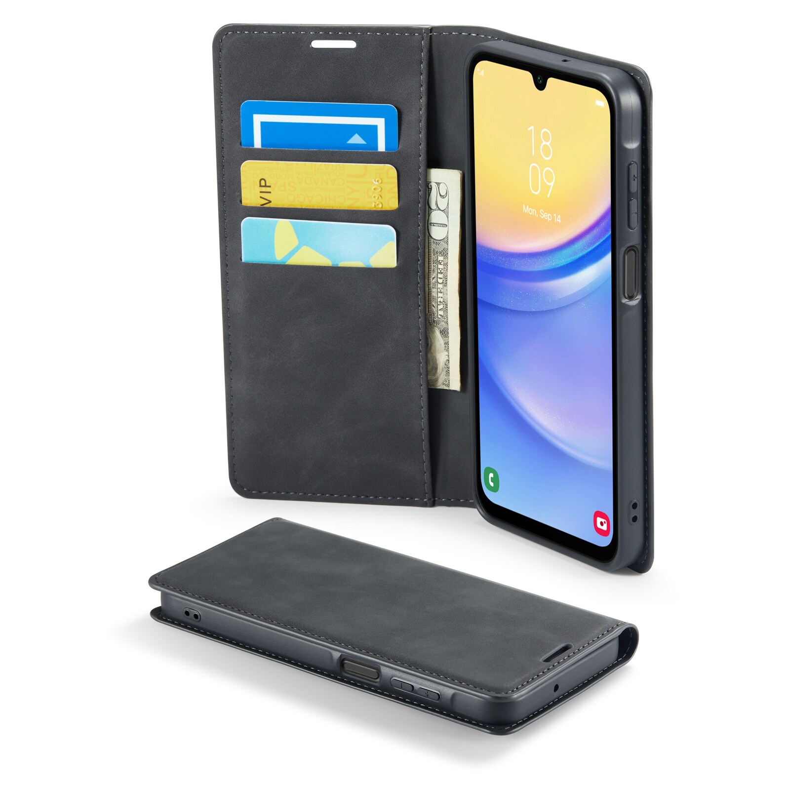 Samsung Galaxy A16 Slankt etui med kortholder, Sort