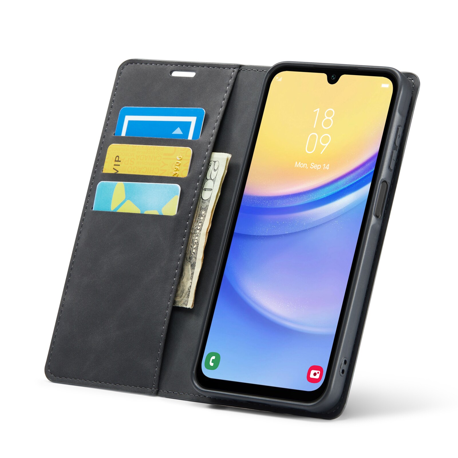 Samsung Galaxy A16 Slankt etui med kortholder, Sort