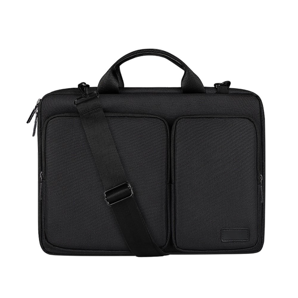 13,3" laptoptaske med skulderrem og lommer, Sort