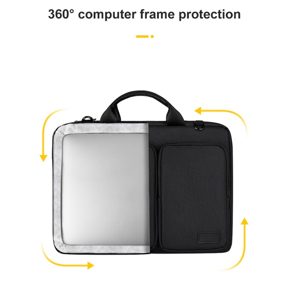 13,3" laptoptaske med skulderrem og lommer, Sort