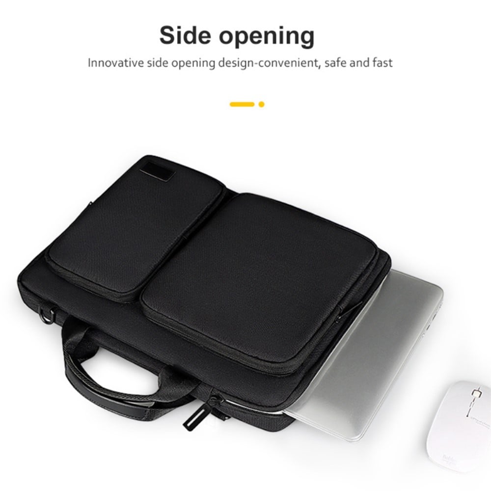 13,3" laptoptaske med skulderrem og lommer, Sort