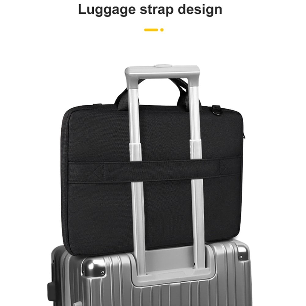 13,3" laptoptaske med skulderrem og lommer, Sort