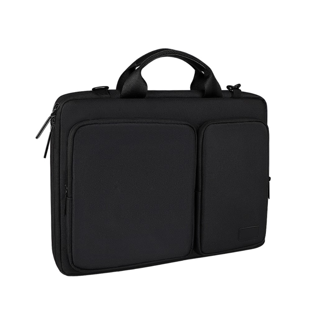 13,3" laptoptaske med skulderrem og lommer, Sort