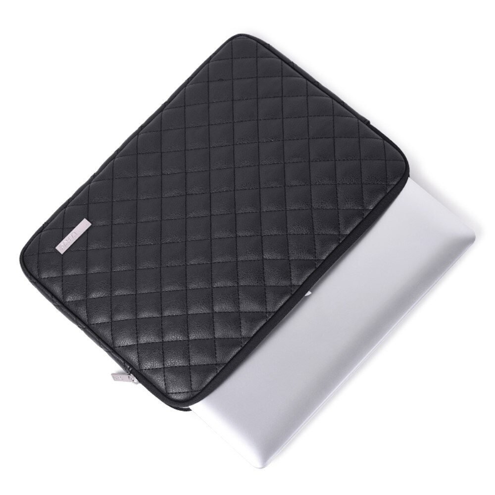 13" quiltet laptopetui, Sort