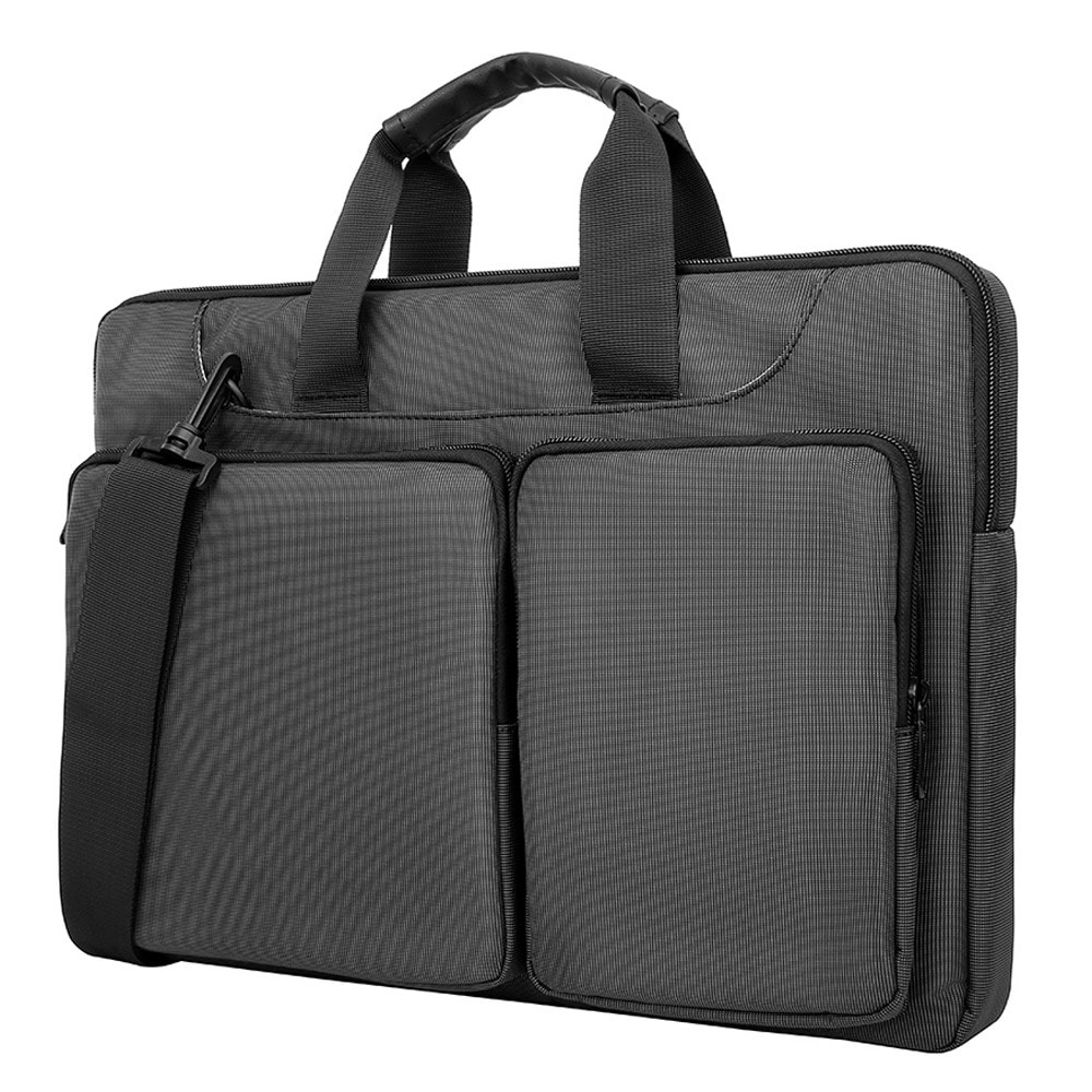 14" laptoptaske med skulderrem og lommer, Grå