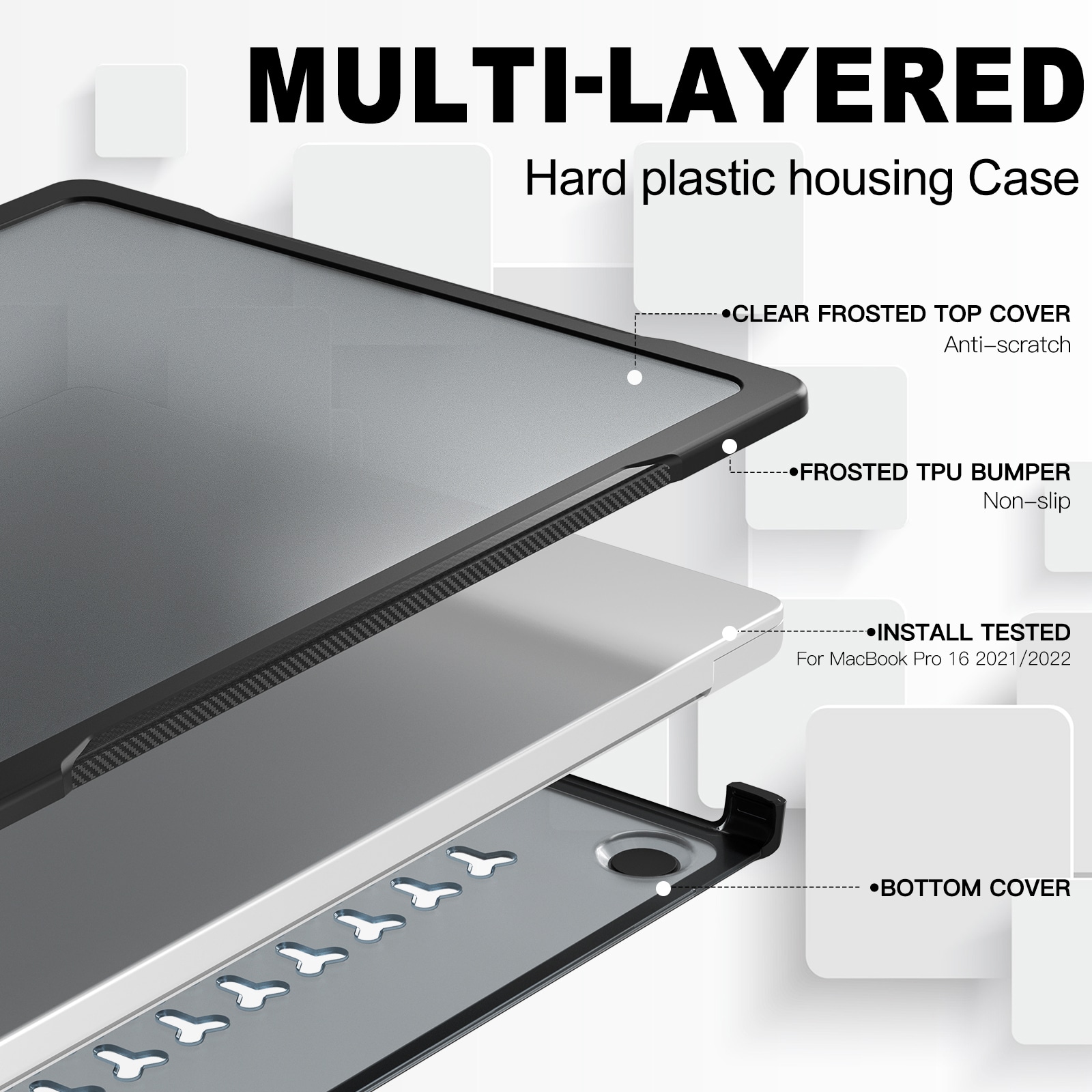 Apple MacBook Pro 16 2024 Stødsikkert Hybrid-cover, Sort