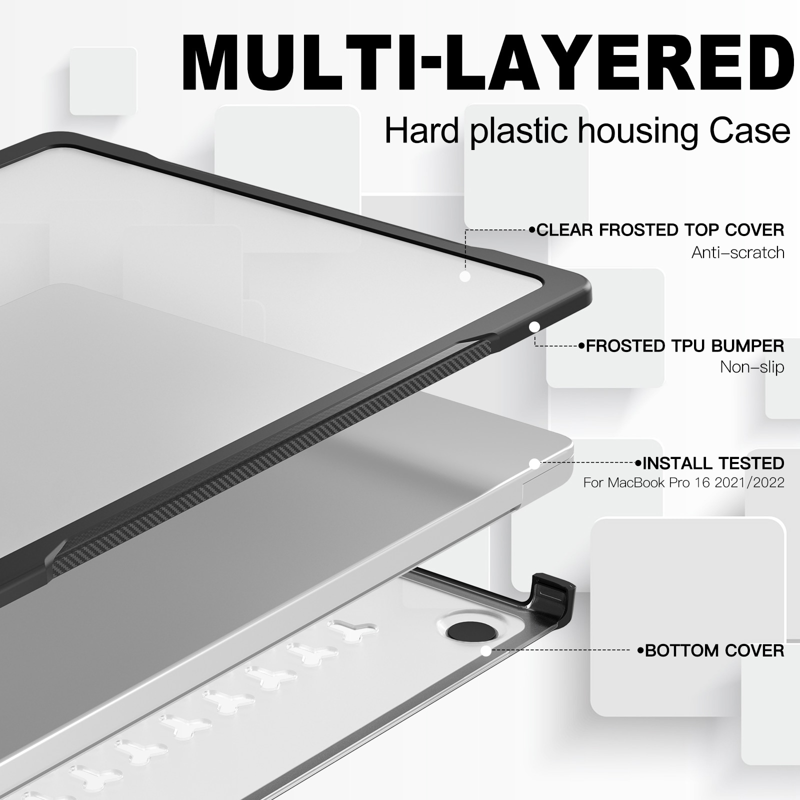 Apple MacBook Pro 16 2024 Stødsikkert Hybrid-cover, Gennemsigtig