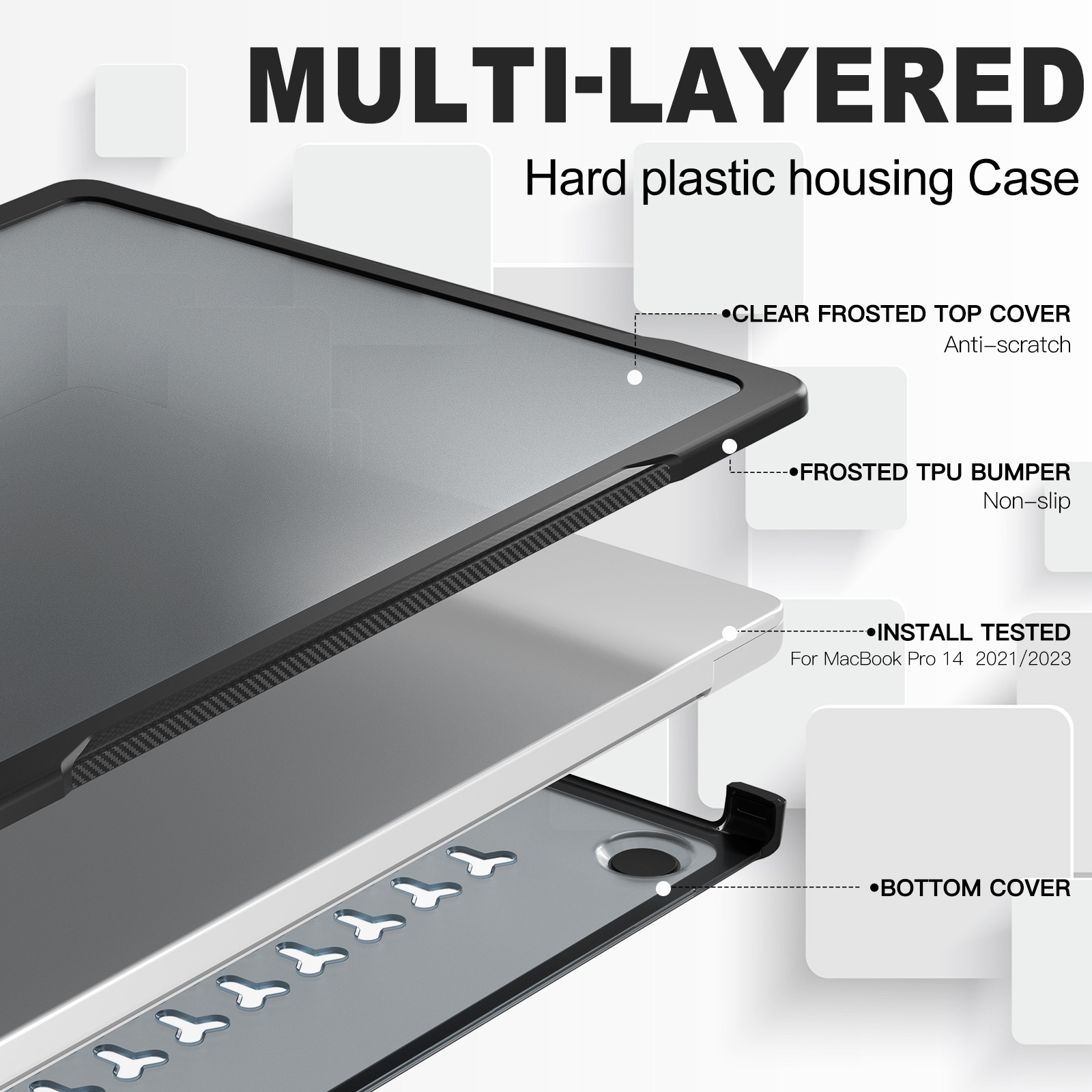 Apple MacBook Pro 14 2024 Stødsikkert Hybrid-cover, Sort