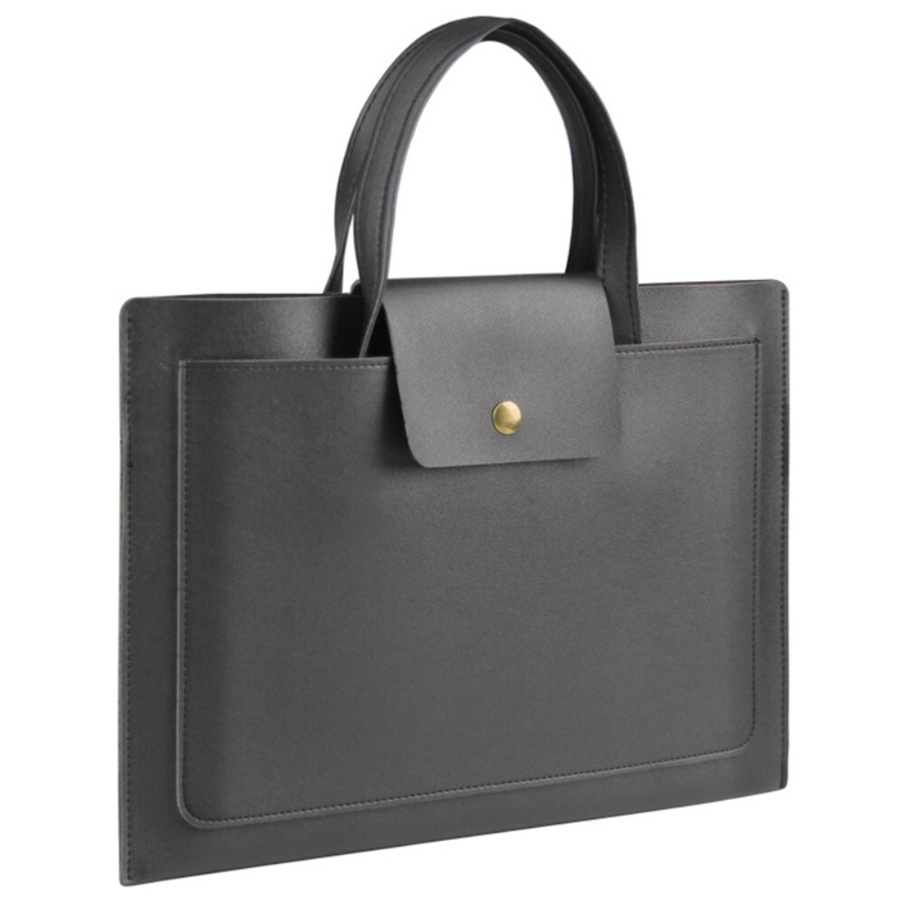 16" minimalistisk laptoptaske i kunstlæder, Sort