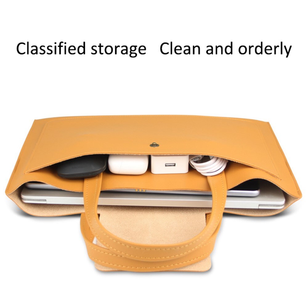 16" minimalistisk laptoptaske i kunstlæder, Sort