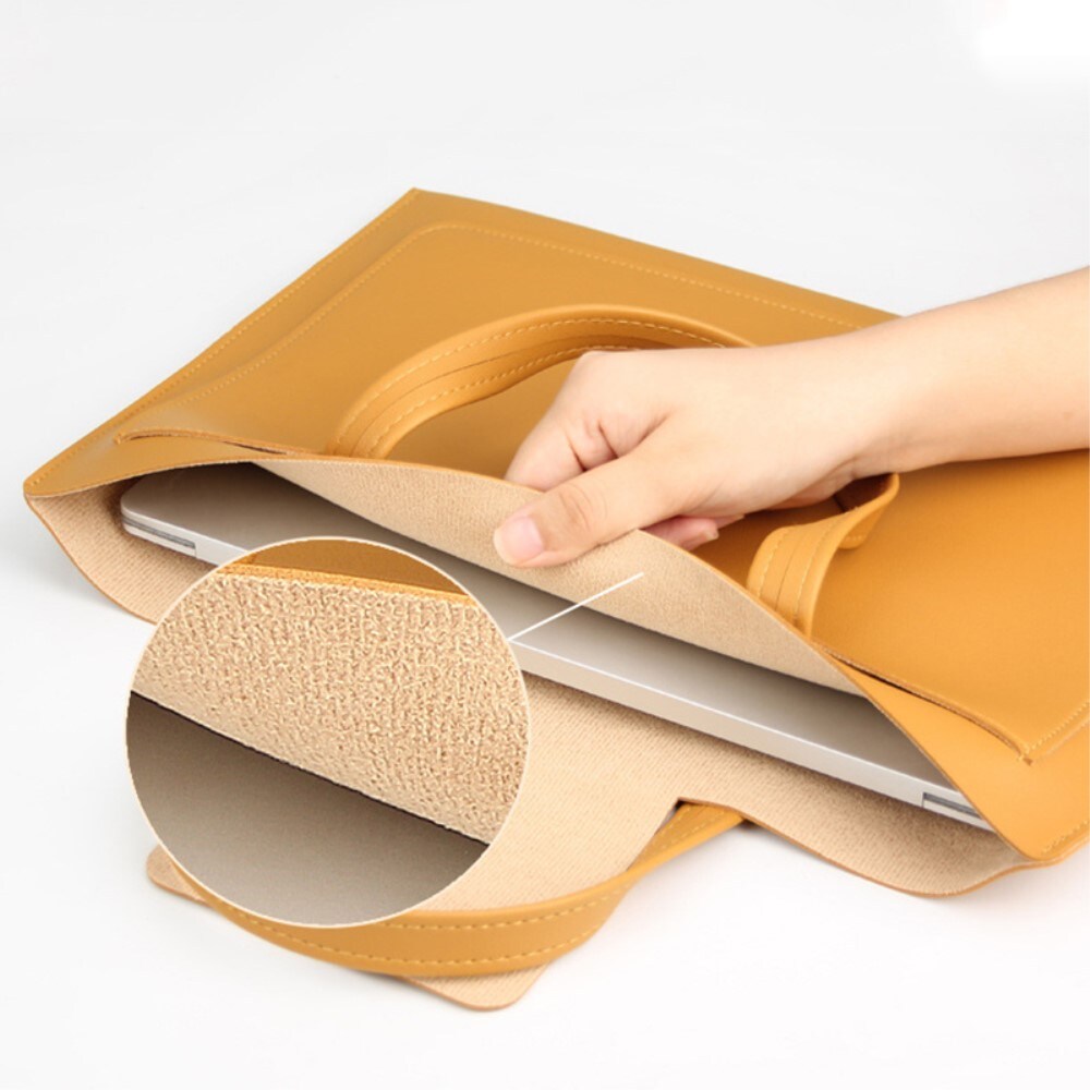 16" minimalistisk laptoptaske i kunstlæder, Sort