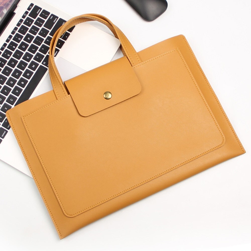 16" minimalistisk laptoptaske i kunstlæder, Sort