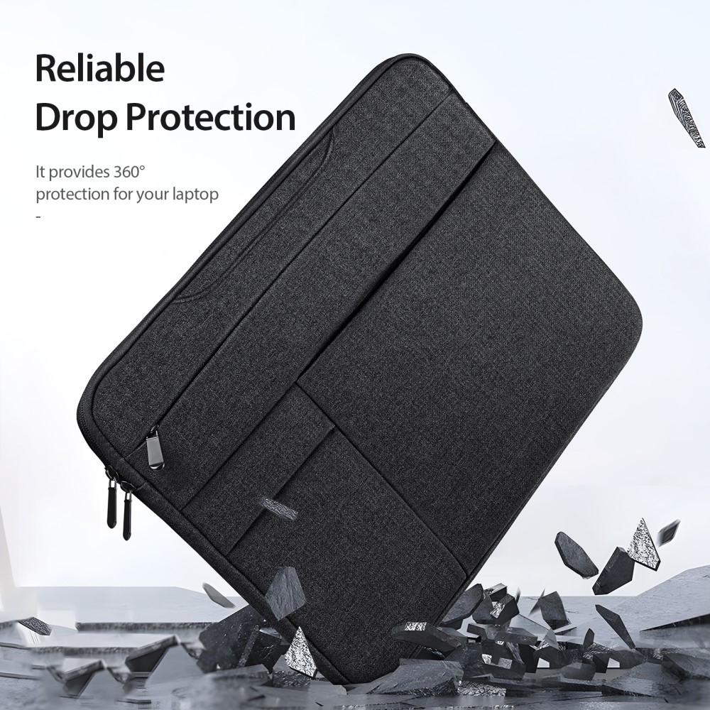 Computertaske med flere yderlommer til 13.9" laptop, Sort