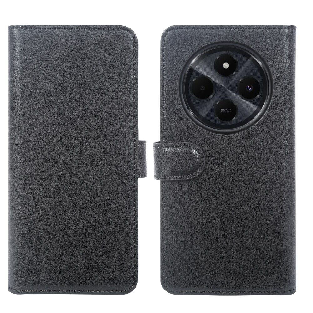 Xiaomi Redmi 14C Slankt mobiletui i ægte læder, Sort