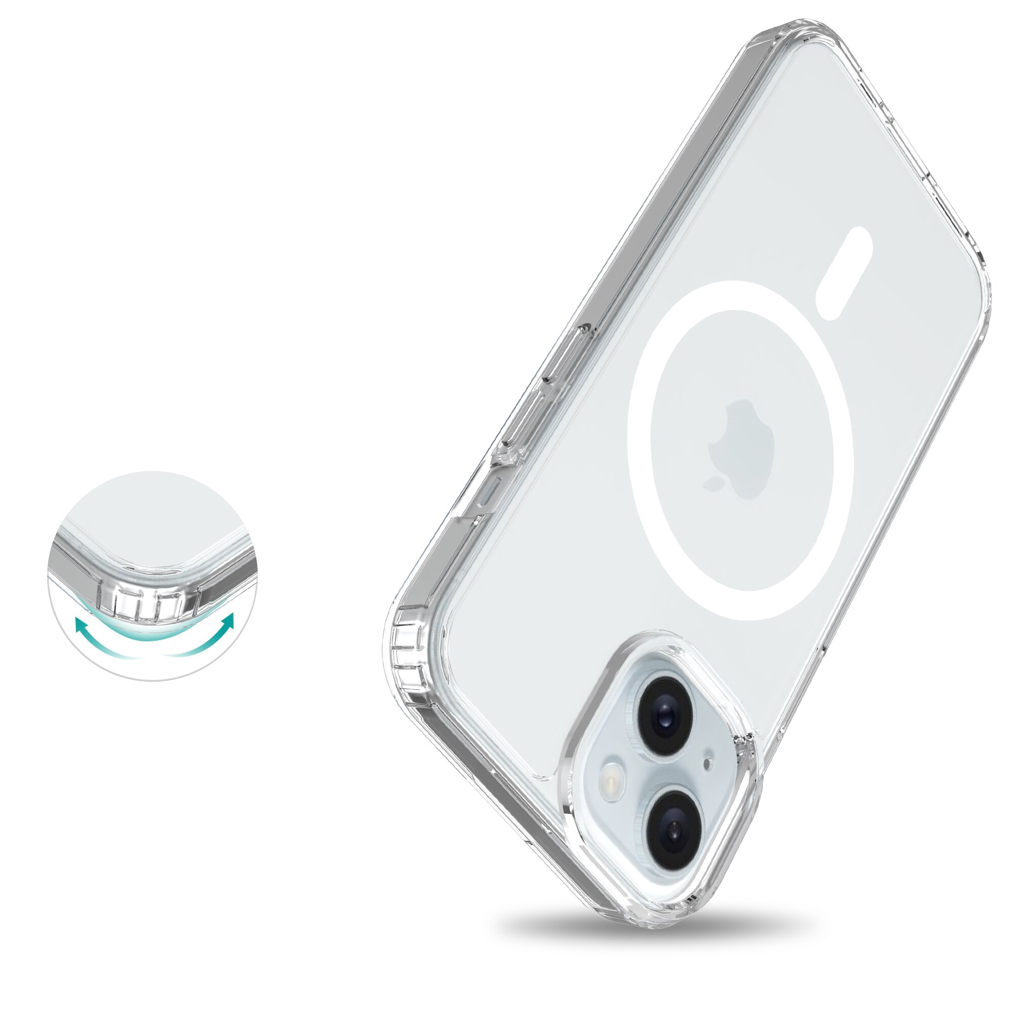 iPhone 15 MagSafe Hybrid-cover, Gennemsigtig