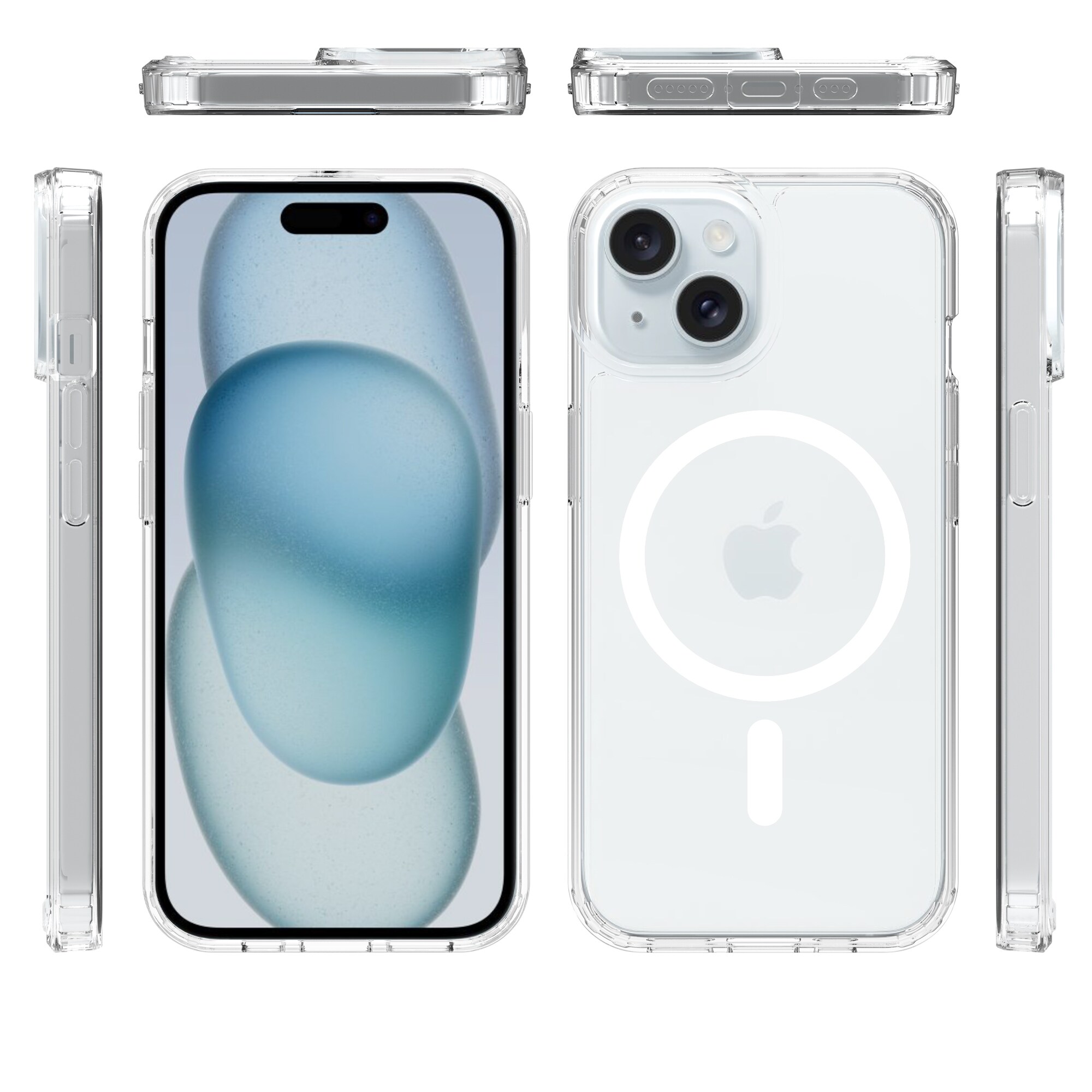 iPhone 15 MagSafe Hybrid-cover, Gennemsigtig