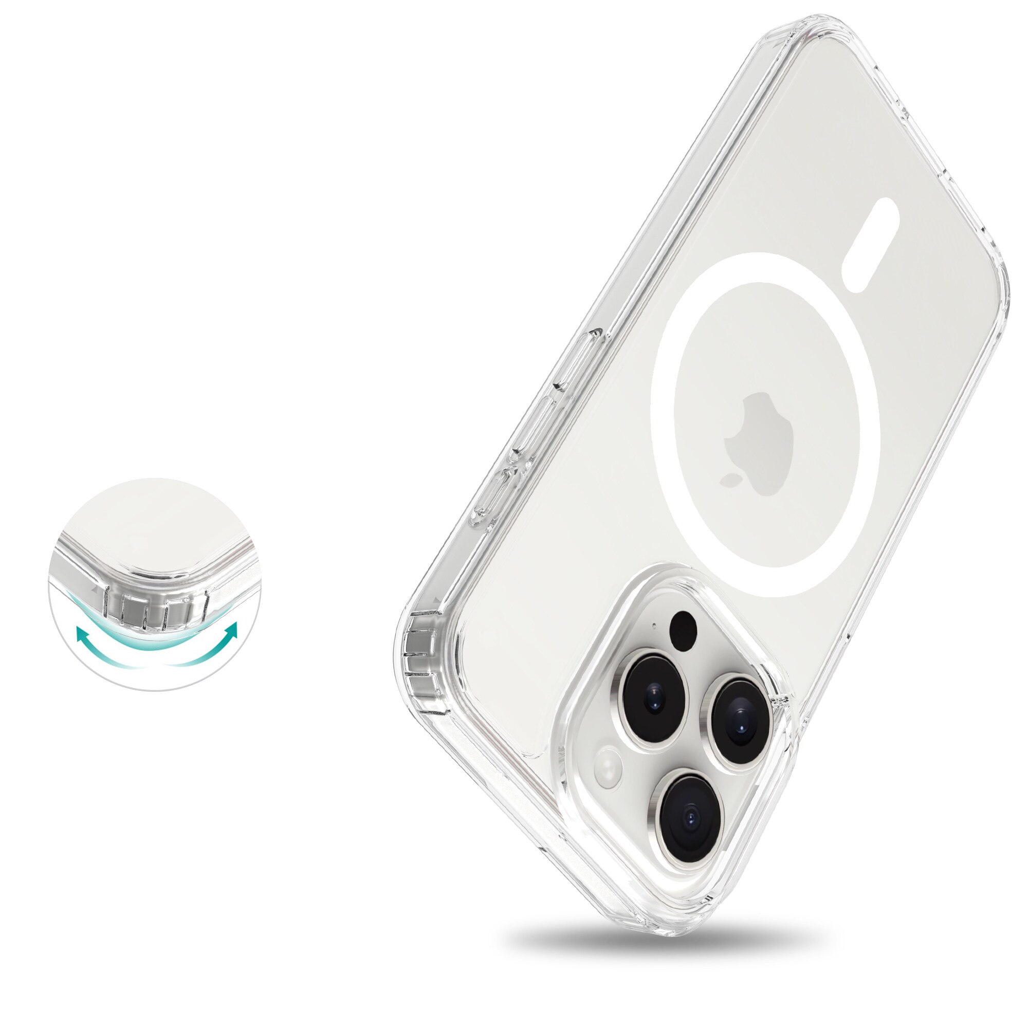 iPhone 15 Pro MagSafe Hybrid-cover, Gennemsigtig