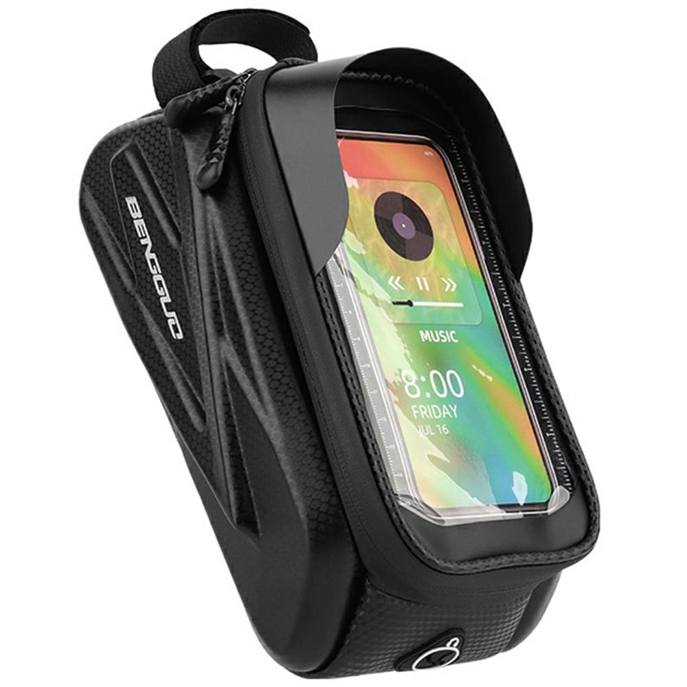 Cykelrammetaske med mobilholder, Sort