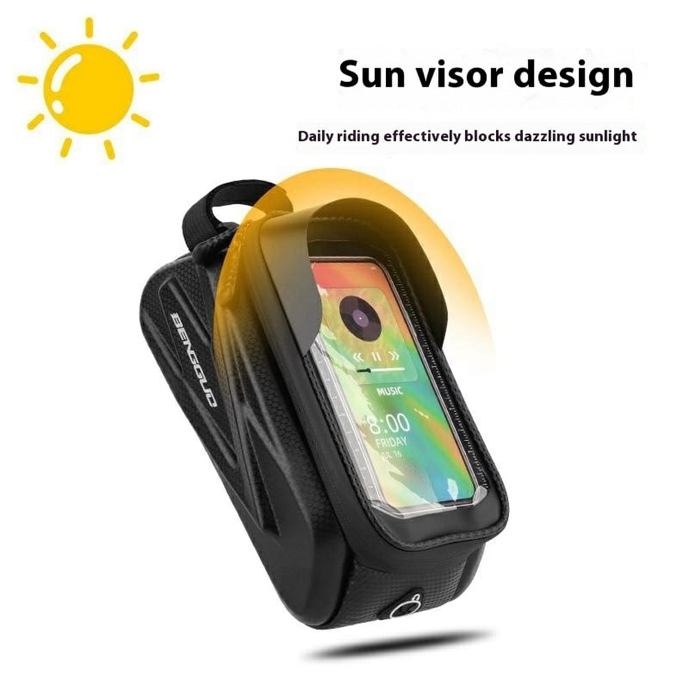 Cykelrammetaske med mobilholder, Sort