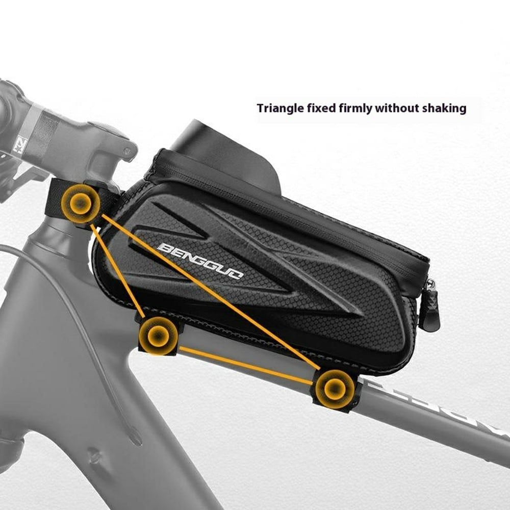 Cykelrammetaske med mobilholder, Sort
