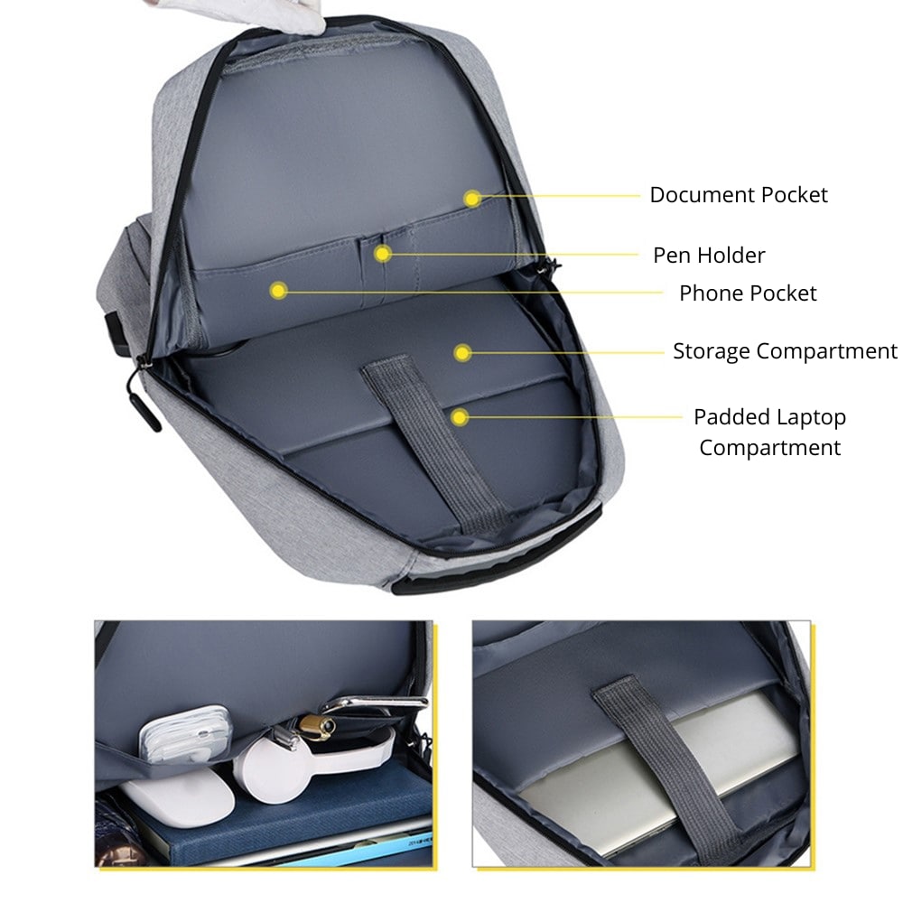 Vandafvisende 16" laptoprygsæk i nylon, Sort