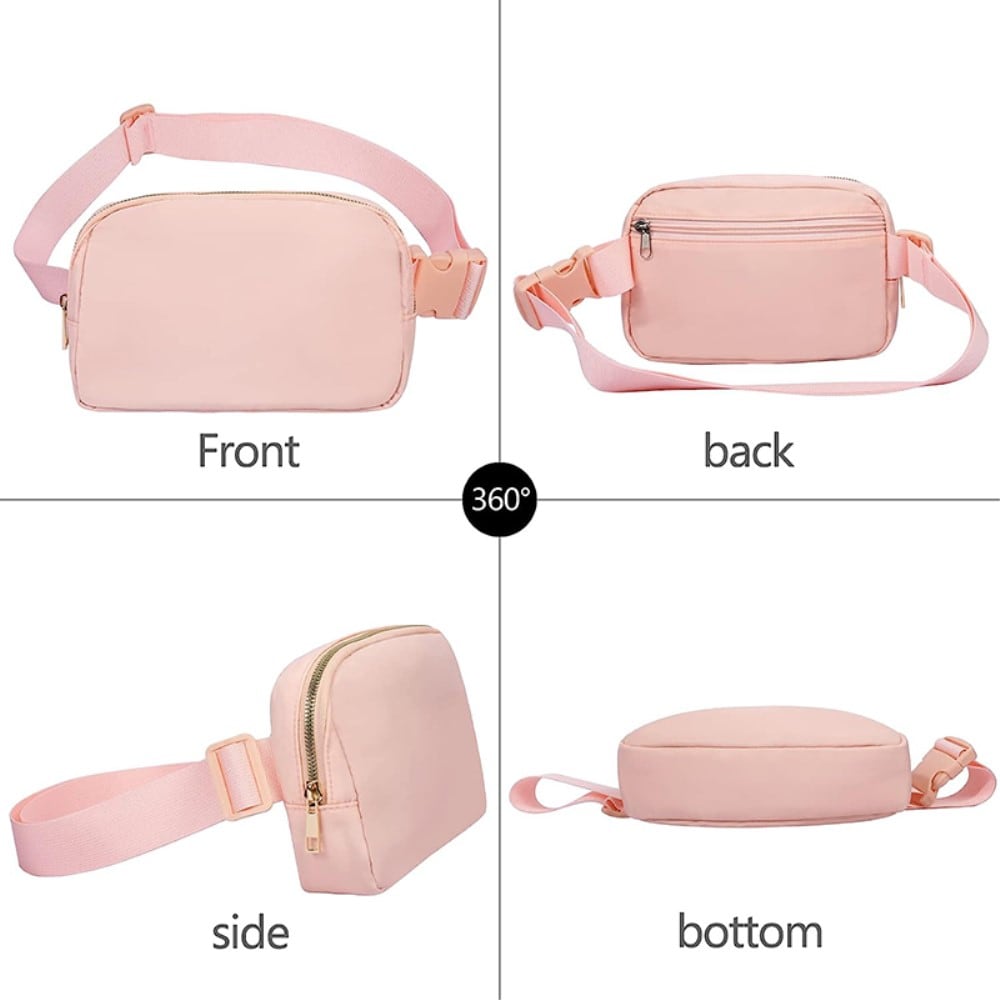 Crossbody-taske i nylon, Lyserød