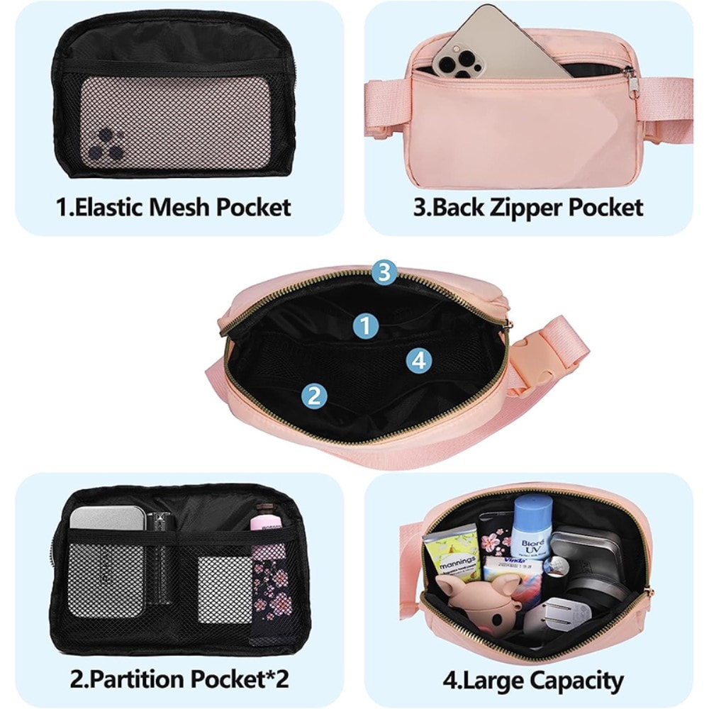 Crossbody-taske i nylon, Lyserød