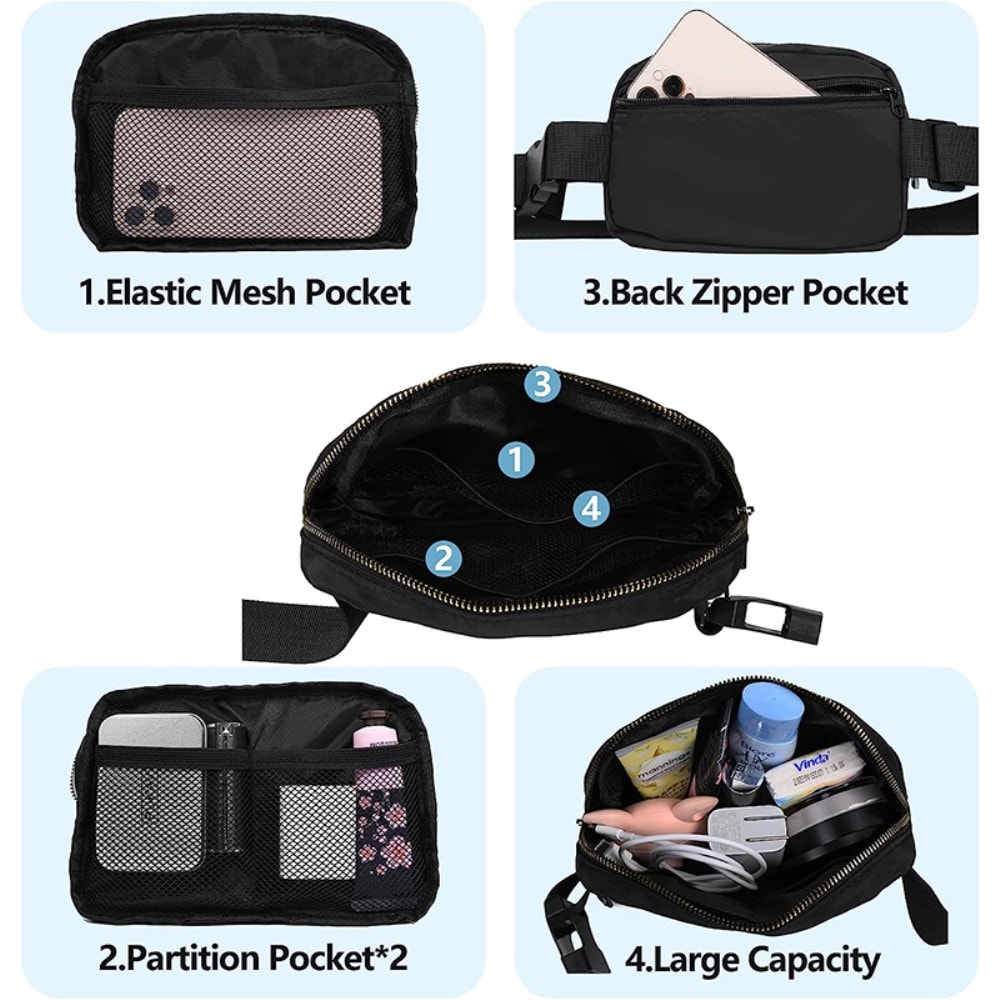 Crossbody-taske i nylon, Sort