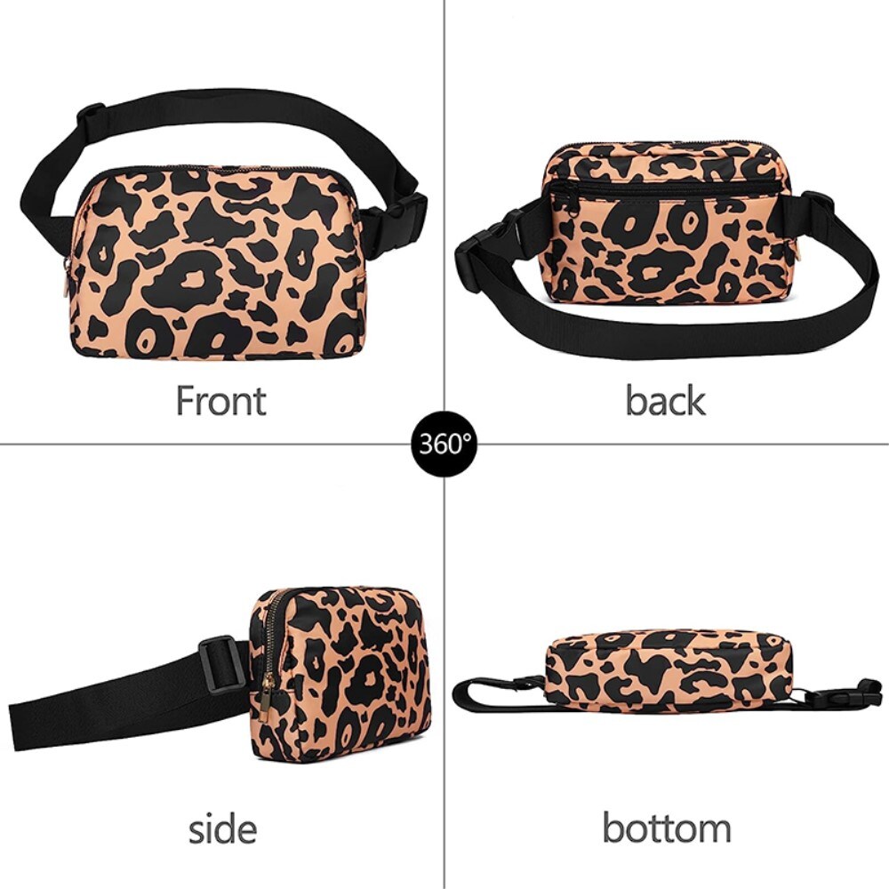 Crossbody-taske i nylon, Leopard