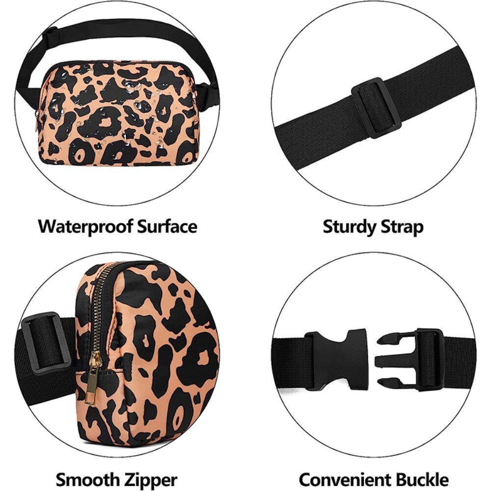 Crossbody-taske i nylon, Leopard