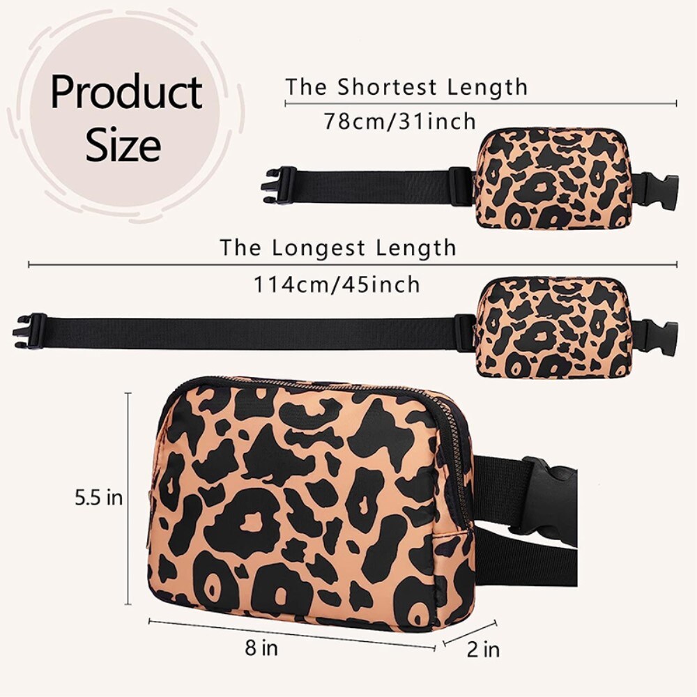 Crossbody-taske i nylon, Leopard