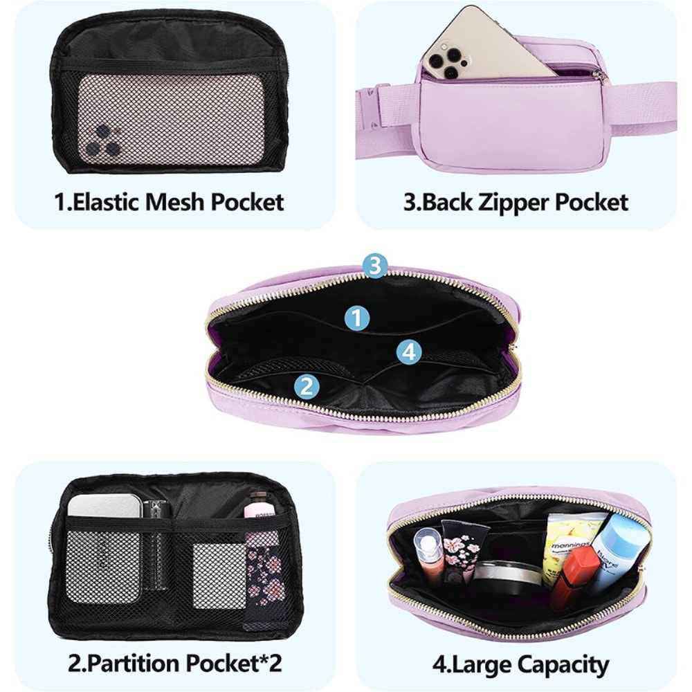 Crossbody-taske i nylon, Lilla